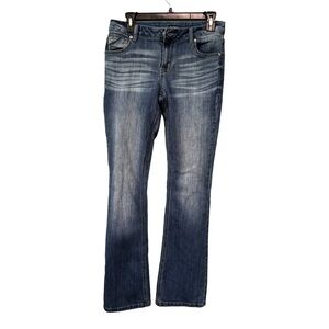 Maurices Women’s Low Rise Barely Bootcut Embroidered Pockets Jeans Size 4. EUC